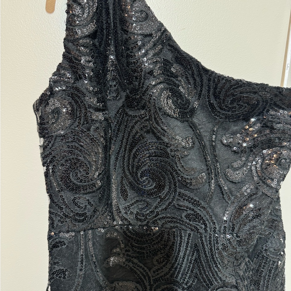 Lulu's Black One-Shoulder Dress with Sequin Detail - Picture 2 of 7